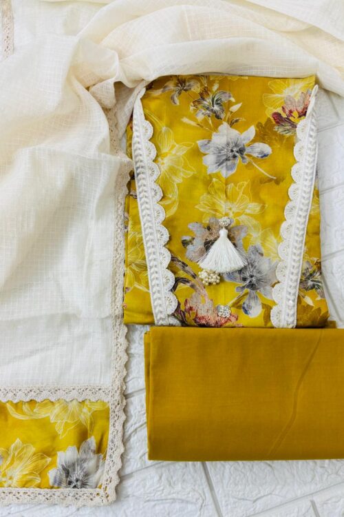 Yellow tassel cotton suit set