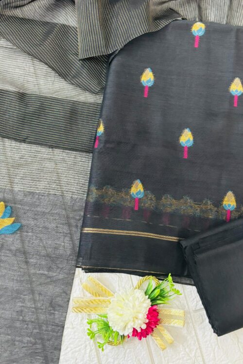 Black Handloom chanderi suit set