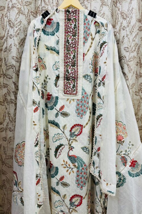 Beautiful Applique work cotton suit
