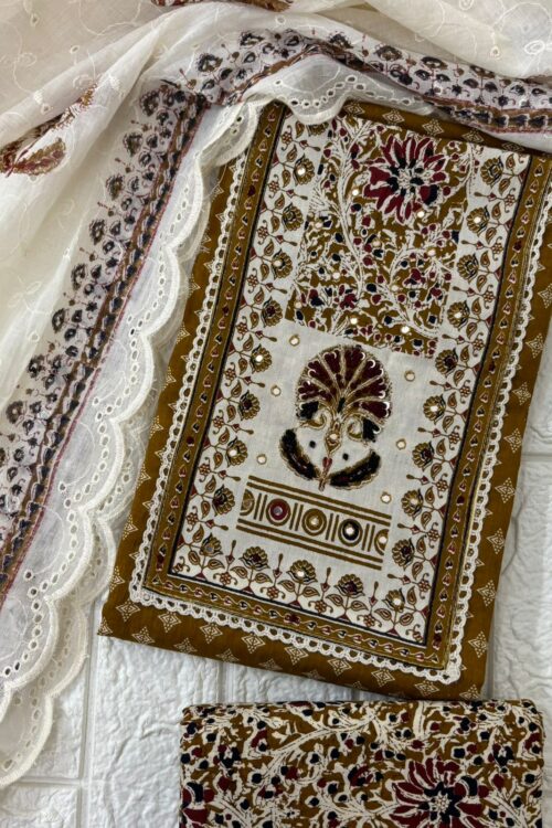 Premium ajrakh cotton suit set