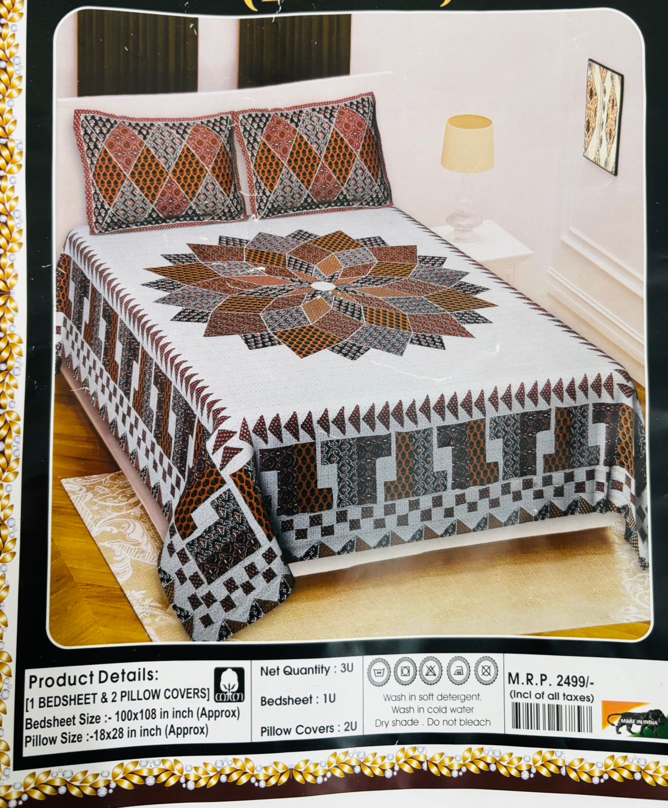 Mandala-Inspired Printed Cotton Bedsheet Set - Image 3