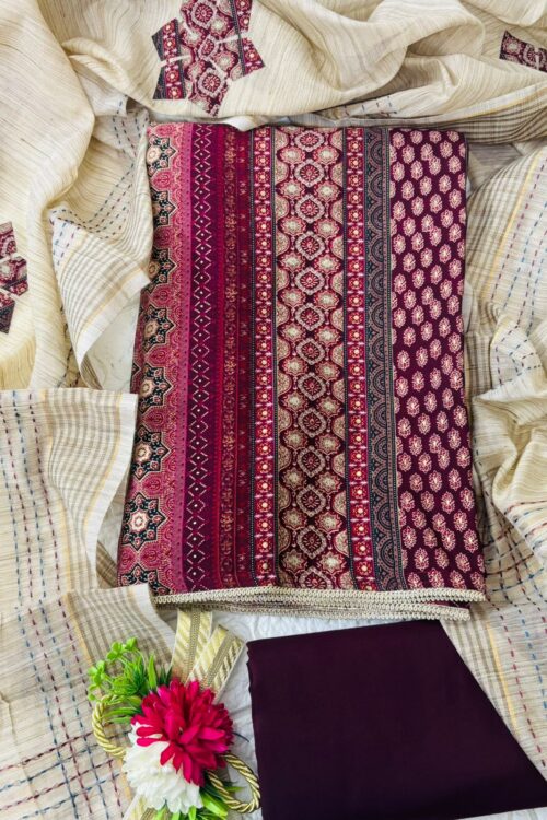 Ajrak-Inspired Printed modal Suit with Traditional Touch