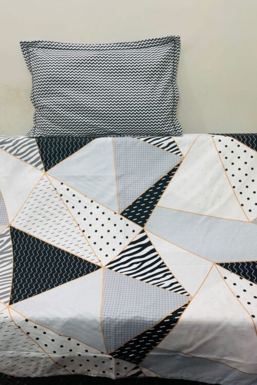 Premium glace cotton geometric bedsheet set