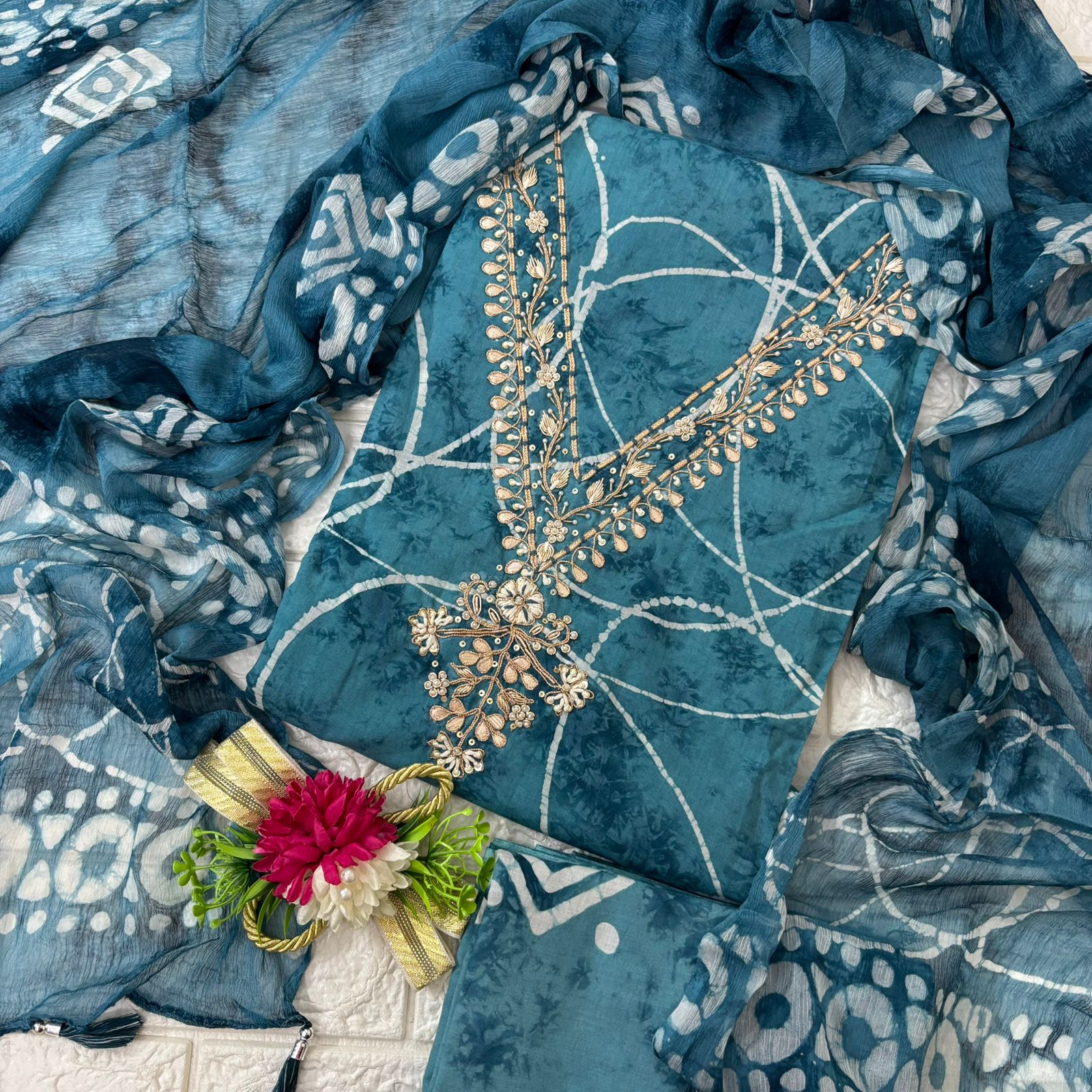 Elegant Bandhej cotton Suit Sets