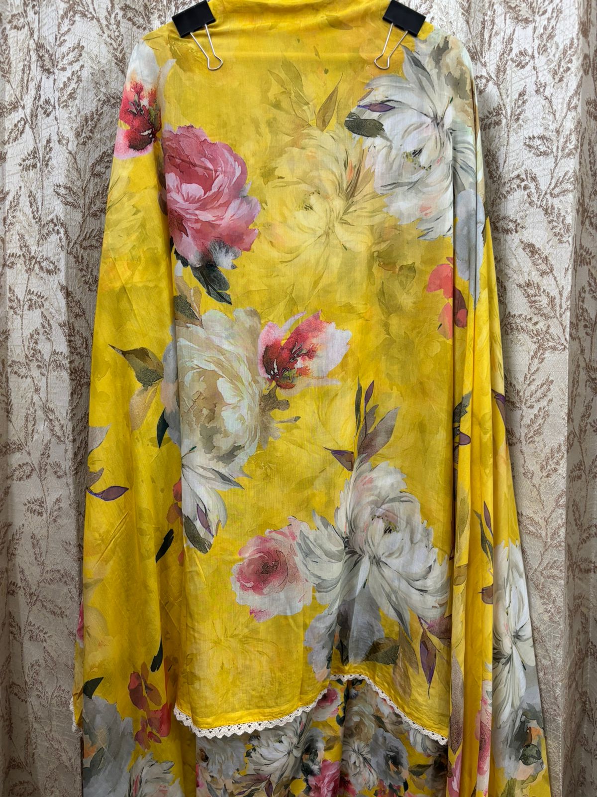 Peacock Embroidered muslin cotton Floral Digital Print Suit Set - Image 4