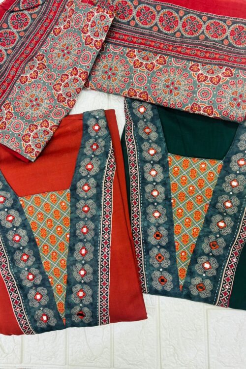 Elegant Ajrakh Inspired Cotton Printed Suit Set