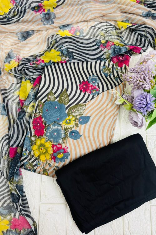 Premium midnight blossom jam cotton suit set