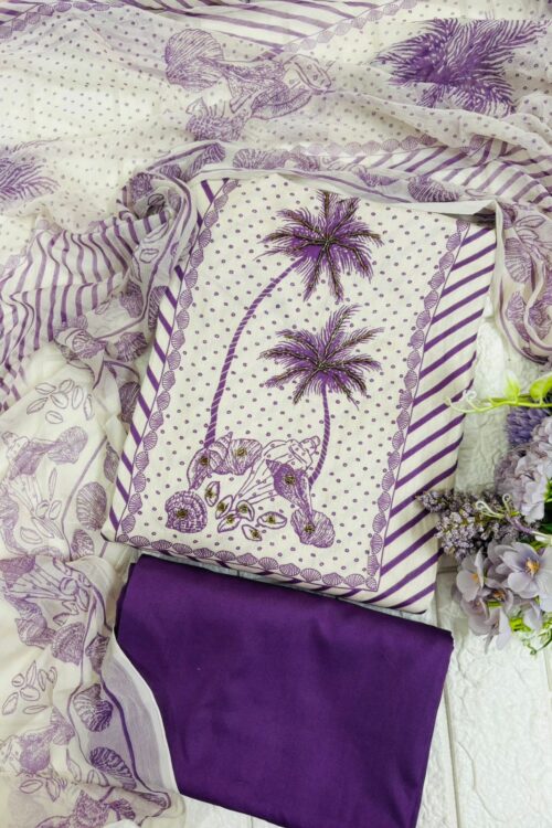 Premium palm poetry jam cotton suit set