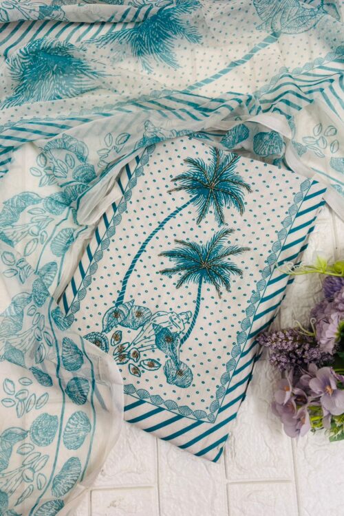 Premium palm poetry  jam cotton suit set