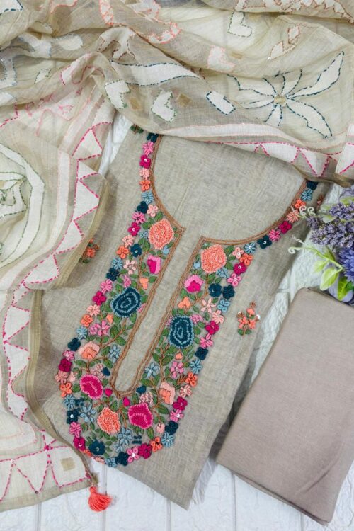 Pure Jamdani embroidered suit set