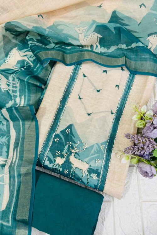 Deer shimmer linen suit fabric