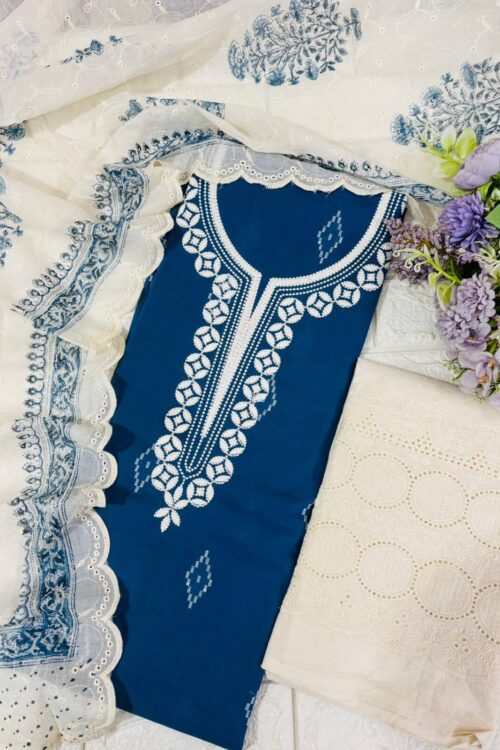 Handloom pure cotton suit fabric with chicken bottom
