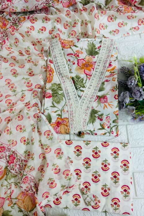 Pure cotton floral suit