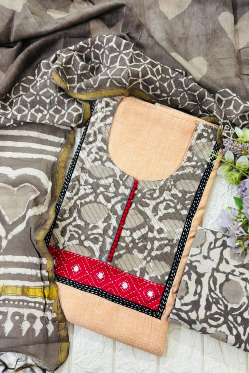Chanderi cotton suit fabric with beautiful dupatta