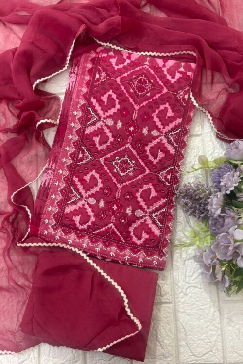 Pure cotton bead neck work suit fabric