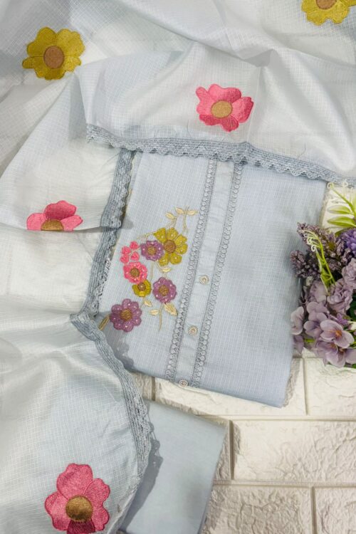 Pure cotton suit fabric with kota handpainted dupatta