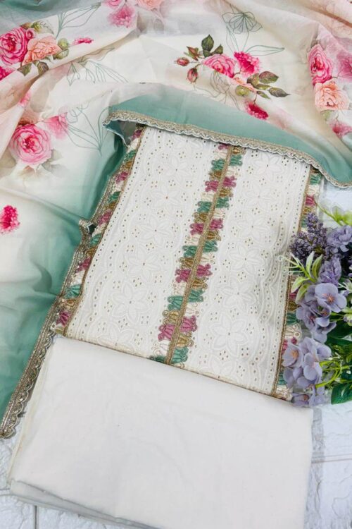 Pure cotton chicken suit with beautiful embroidery