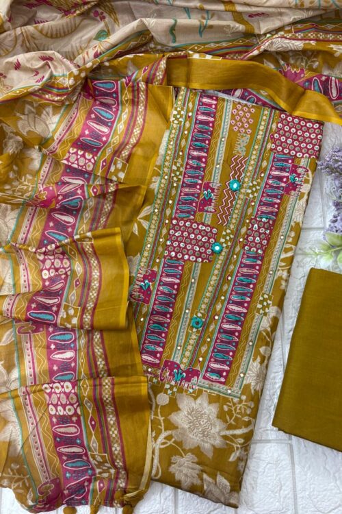 Floral Printed Cambric cotton suit fabric