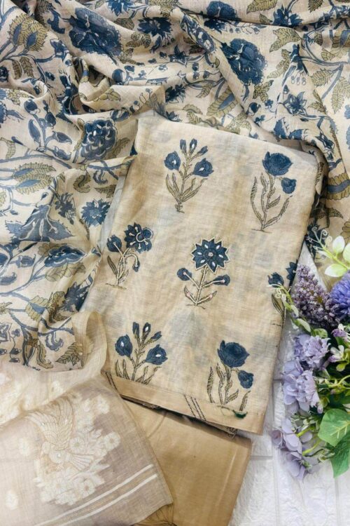 Pure Maheshwari silk floral fabric