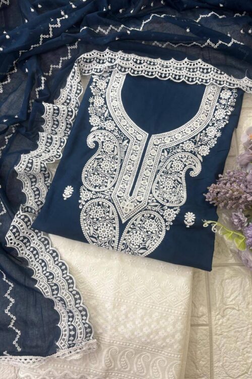 Cotton chicken suit fabric with beautiful dupatta