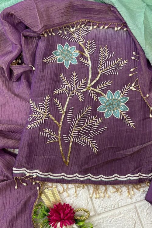 Ombre Crush tissue party wear handwork suit