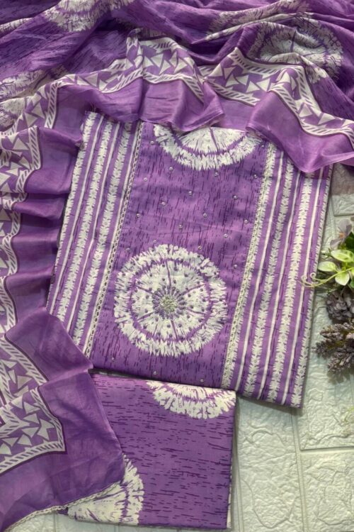 Maheshwari silk beautiful suit fabric with knot work detail