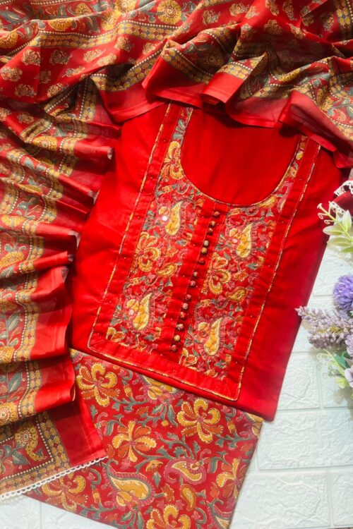 Kalamkari Paisley Floral pure Cambric cotton Suit