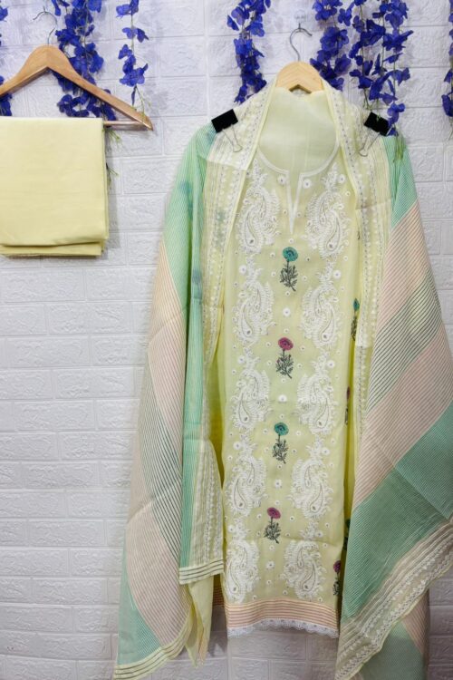 Premium Mul cotton lucknawi embroidery suit fabric
