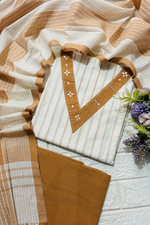 Handloom cotton Mocha Grace Suit Set