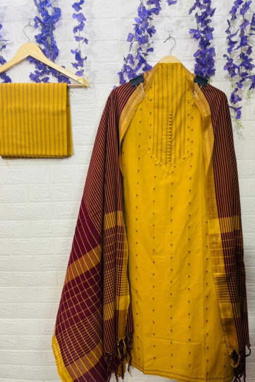 Ethnic Aura handloom cotton weave suit fabric