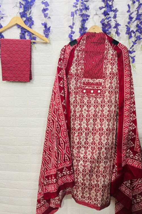 Printed mirror neck cotton suit fabric
